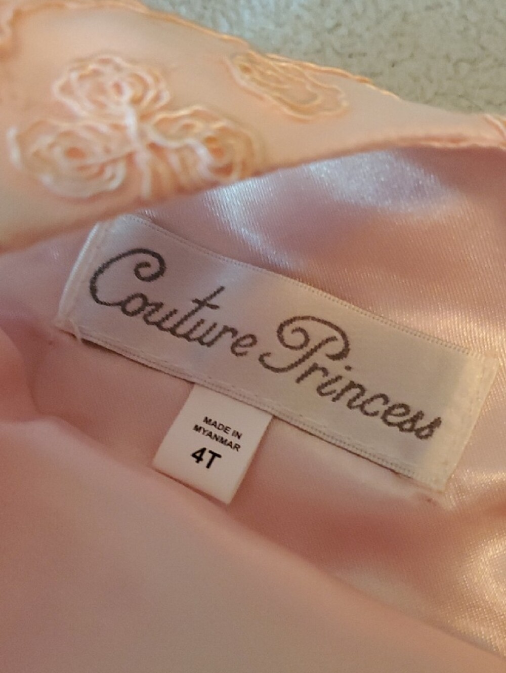 Pink Tulle Layered Girls' Dress with Bow - Picture 6 of 6